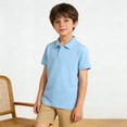 thumbnail image 2 of Boys Polo Shirts Blue Button Down Short Sleeve Dress Shirt Girls School Uniform Classic Kids Summer T-Shirts 7-8 Years, 2 of 8
