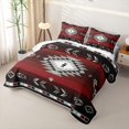 thumbnail image 3 of Erosebridal Red Southwestern Tribal Aztec Quilt King for Women Men, Hippie Arrow Asbtract King Coverlet Set, 3pcs, 3 of 7