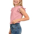 thumbnail image 3 of KyCheLot Girls' Solid Color Tank Tops Summer Pleated Ruffle Sleeve Crew Neck Tops Comfy Casual Sleeveless Clothes, 3 of 9