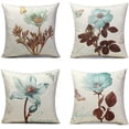 thumbnail image 1 of Monkeysell Paquete de 4 fundas de almohada de 18 x 18, funda de almohada decorativa de lino floral para sala de estar, dormitorio, sofá, silla, cama, fundas de almohada para el hogar al aire libre, solo juego de 4 fundas de almohada Zhivalor Cojines, 1 of 7
