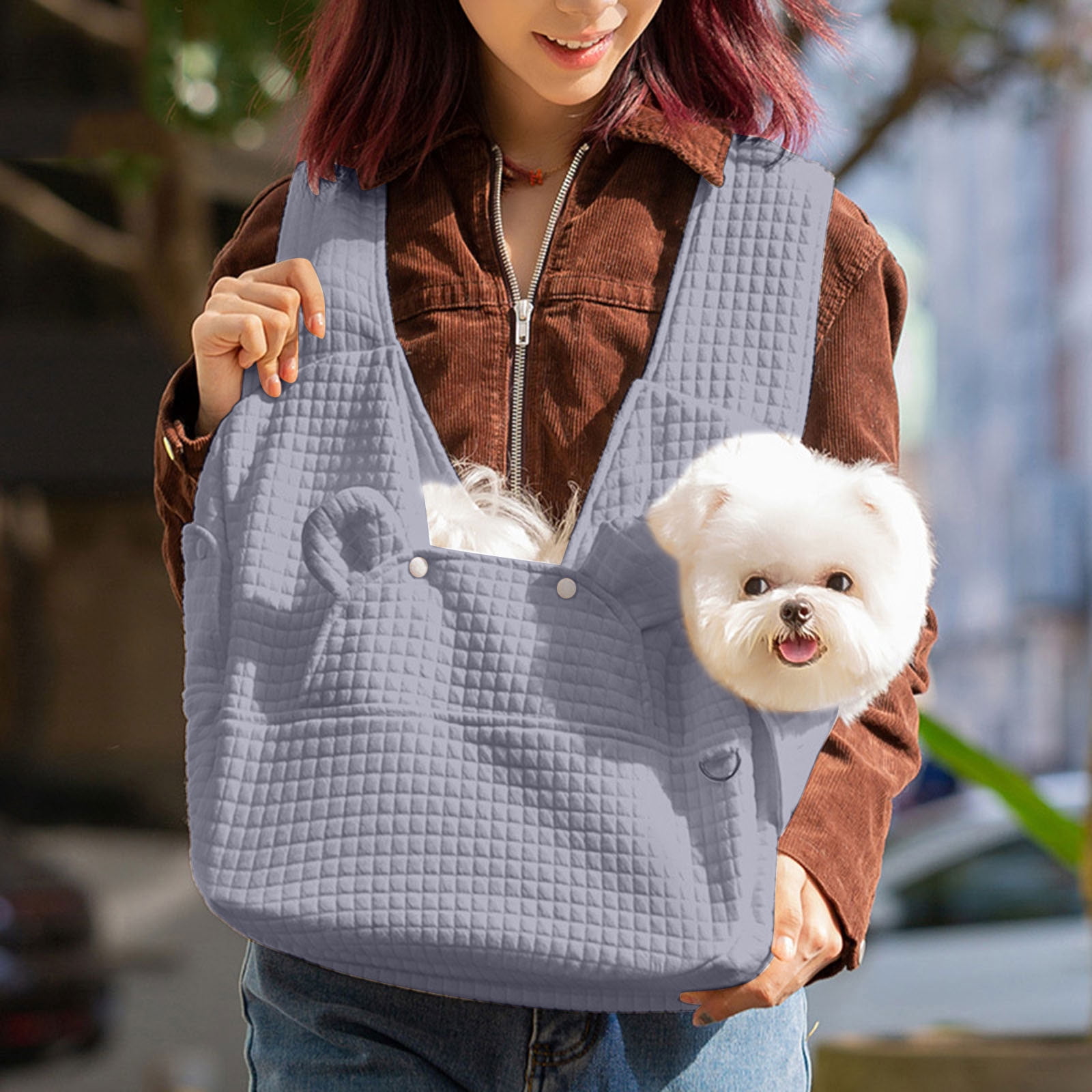 Dwellin Portable Pet Front Backpack Carry Small Dogs and Cats for Outings Travel with Pocket and Hands Free Design (Grey)