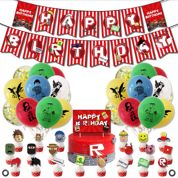 Roblox Party Supplies Roblox Birthday Party Decorations For Kids Boys Girls With Balloons Walmart Com Walmart Com - roblox birthday invitations