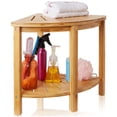 thumbnail image 3 of Casafield Bamboo Bathroom Corner Stool with Storage Shelf, 2-Tier Spa Bench, 3 of 8