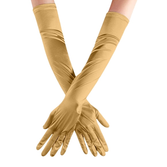 UJNDER Elegant Women Long Satin Wedding Party Gloves for and Carnival Celebrations Gold