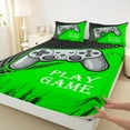 thumbnail image 3 of Feelyou Gaming Controller Kids Twin Sheet Sets, Green Abstract Twin Fitted Sheet, Cartoon Video Game Lover Flat Sheet, Super Cozy Room Decor, 3-Piece, 3 of 7