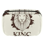 OWNTA King Lion_  1 Pattern Cosmetic Storage Bag with Zipper - Lightweight, Large Capacity Makeup Bag for Women - Includes Small Personalized Transparent Bag
