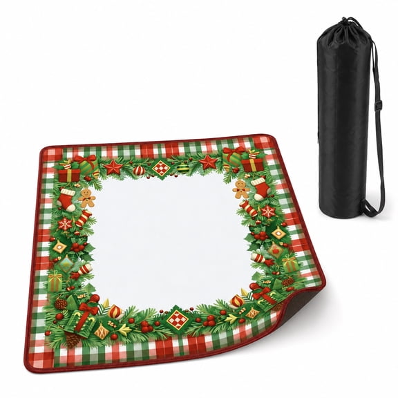 KYJiuLiu Christmas Mahjong Mat with Carrying Bag, 31.5 x 31.5-Inch Holiday Plaid Table Cover for American Mahjong and Tile Games