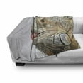 thumbnail image 3 of Iguana Soft Flannel Fleece Throw Blanket, Green Iguana Showing Tongue Nature Photography Realistic Animal Design, Cozy Plush for Indoor and Outdoor Use, 50" x 60", Pale Sage Green White, by Ambesonne, 3 of 6