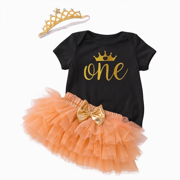 mgoYE Baby Girl Half 1st Birthday Outfit Romper Tutu Skirt Cake Smash Photo Shoot