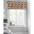 thumbnail image 4 of Kitchen Cafe Valance Curtain for Small Windows,Ethnic Tribal Retro Art Rod Pocket Short Valances Brown Geometric Diamond Window Treatment Panel for Living Room/Bedroom/Bathroom,54x18in, 4 of 9