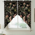 thumbnail image 2 of Black Spring Floral Swag Curtains for Kitchen/Bedroom/Living Room, Elegant Pastoral Flowers Birds Retro Art Scalloped Curtains 63 Inch Long, Window Swag Topper Curtains Valances 2 Panels Set 36"x63", 2 of 8