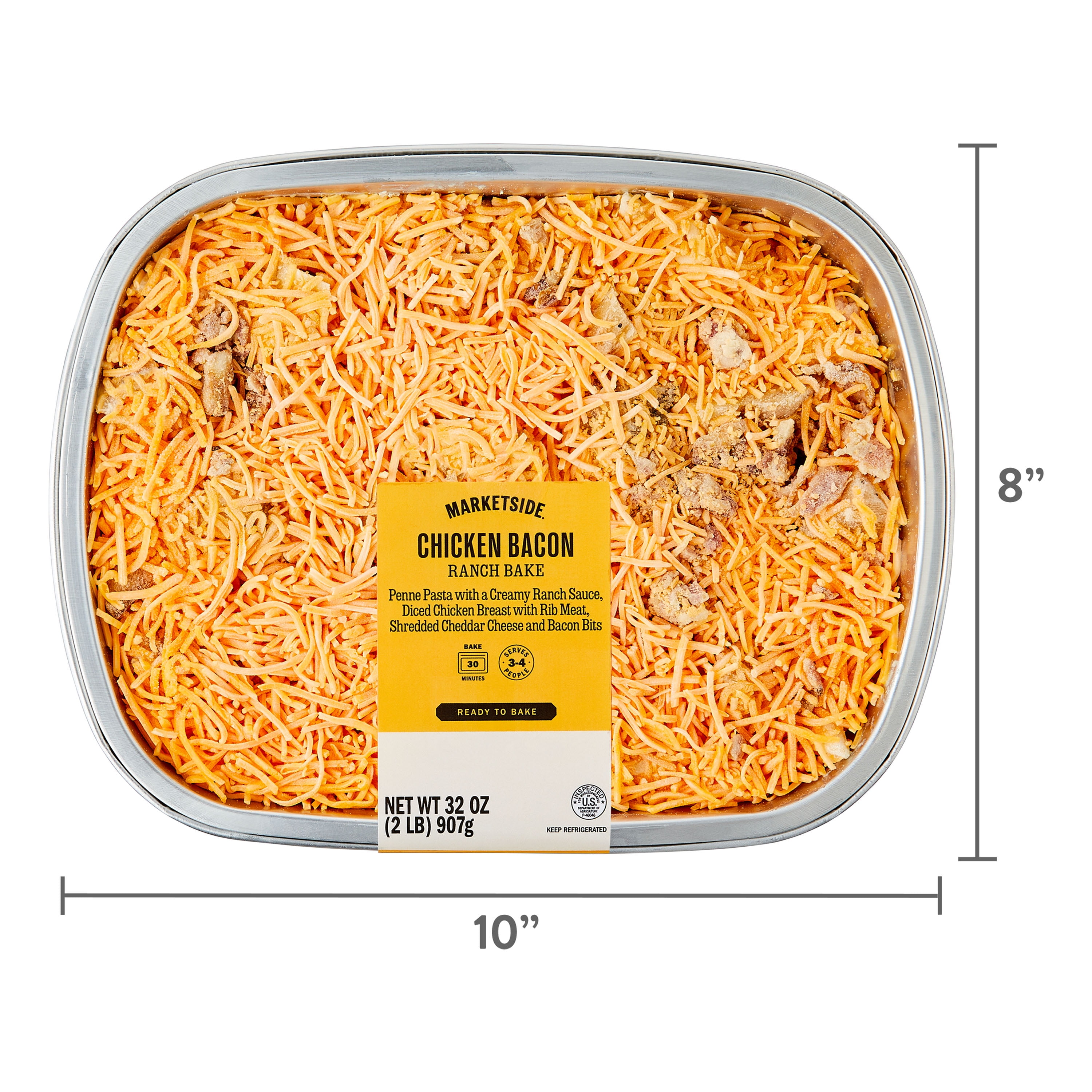 Marketside Fresh Never Frozen Prepared Meal Ready to Bake Chicken Bacon Ranch Bake, 32 oz
