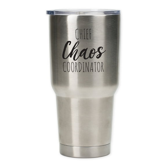 Chief Chaos Coordinator Matte Black 30 Ounce Stainless Steel Travel Tumbler Mug with Lid