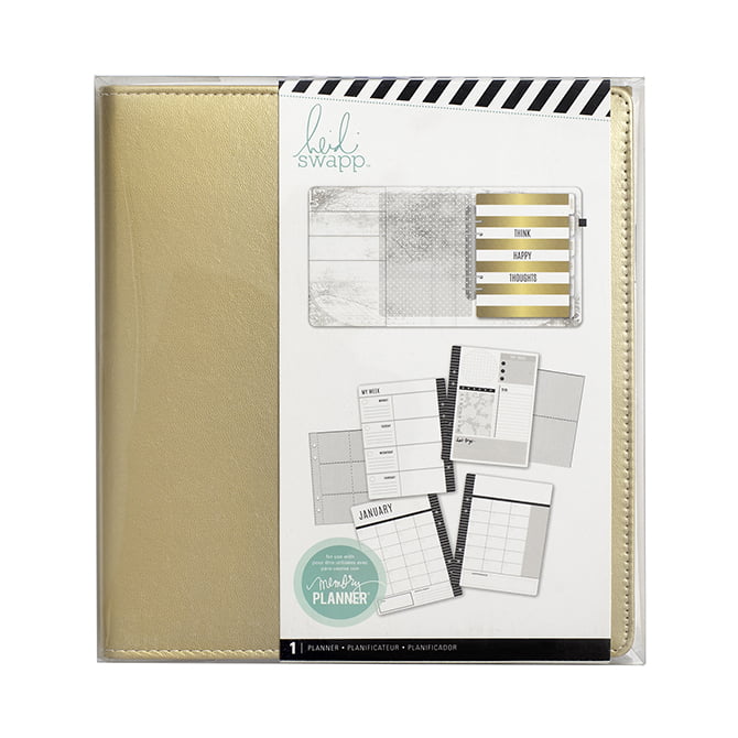 American Crafts 312012 Heidi Swapp Memory Planner Large Gold Foil Stripes 122 Piece Ombre Teal and Silver