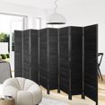 thumbnail image 2 of Ecomex 8 Panels Louver-Design Wood Room Divider Folding Screen (Black), 2 of 6