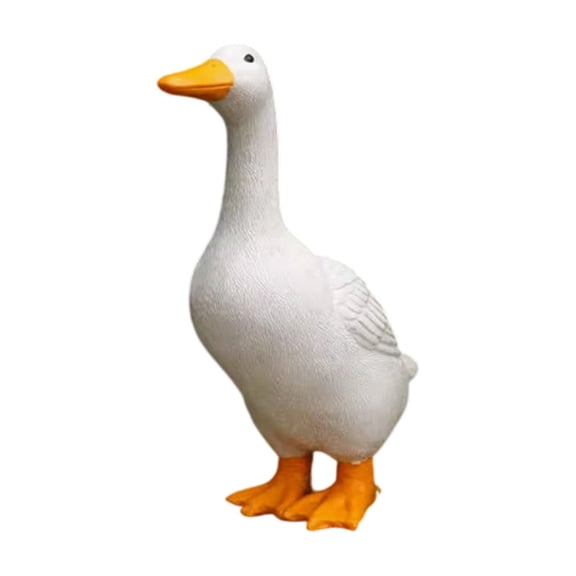 Lypsnake Porch Goose Resin Statue, Weather Resistant White Duck Sculpture with Orange Beak & Feet, Decorative Figurine for Patio Lawn Garden and Outdoor Home Accent Display