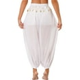 thumbnail image 3 of TiaoBug Womens Belly Dance Pants Side Split Sequins Yoga Bloomers Pants Hippie Jogger Trousers White One Size, 3 of 7
