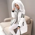 thumbnail image 6 of Women's Long Hooded Winter Coat Slim Fit Quilted Puffer Jacket White XXXXL, 6 of 7