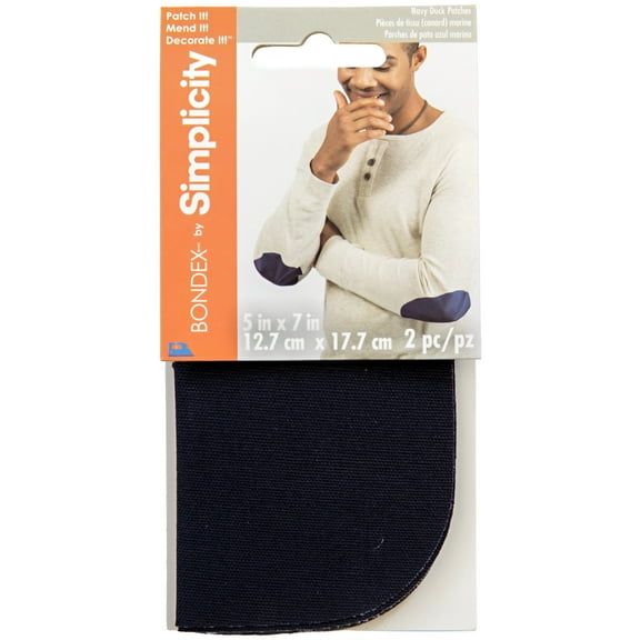Bondex Navy Blue 5"x7" Fabric Iron-On Patches, 2 Pieces