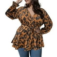 thumbnail image 2 of SCOMCHIC Long Sleeve Tunic Tops for Women Plus Size Long Sleeve V Neck Peplum Tops Leopard Print XL, 2 of 5
