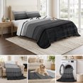 thumbnail image 6 of Full Quilt Set 78''x90'', Black Grey Ombre Lightweight Summer Bedspread Coverlet Set with 2 Pillow Shams, Farmhouse Vintage Wooden Striped Breathable All Season Quilt Bedding for Bedroom/Guest Room, 6 of 9