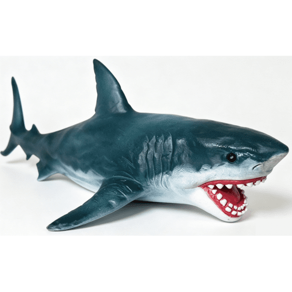 10"Sea Animal Great White Shark Action Figure Megalodon Shark Model Toy Soft Rubber Realistic Ocean Shark Educational and Role Play Toys and Collectors (Great White Shark)