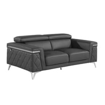 HomeRoots 546377 42 x 70 x 38 in. Dark Grey & Silver Metallic Leather Love Seat Sofa