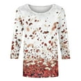 thumbnail image 5 of CYMMPU Loose Fit Round Neck 3/4 Sleeve Tunic Tops Fall Fashion Shirts Spring Tops Floral Pattern Blouses for Women Dressy Casual Lightweight Basic T-Shirts Multicolor XXL, 5 of 5