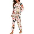 thumbnail image 2 of Yuyamidu Chicken Women Pjs Sets Long Sleeve Nightwear 2 Pieces Pink Flower Pajamas Top and Pants with Pockets Fall Spring Winter Clothing Warm Home Sleepwear Size XL, 2 of 7