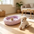 thumbnail image 5 of Floral Printed Pet Bed, All Season Use Soft Cozy Oval Dogs Bed with Removable Cover, Egg-Crate Foam Pet Bed Couch, Non-Slip Bottom (Purple, 17''x13''), 5 of 6