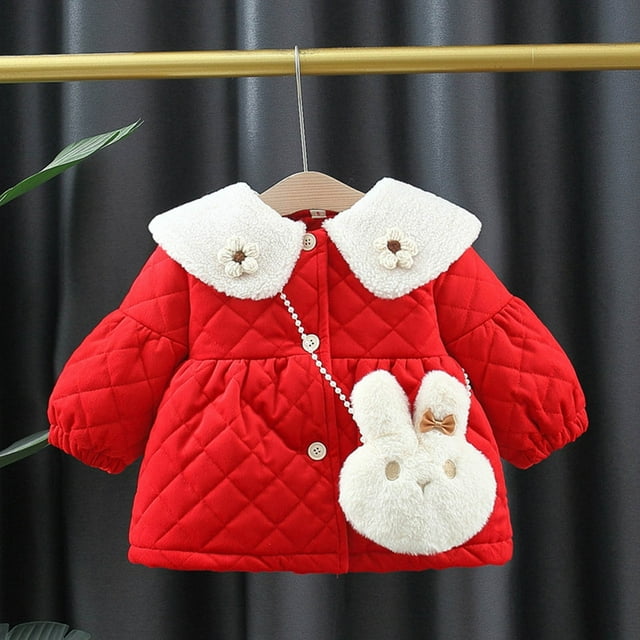 LOVZFMLL Vestes pour Filles Manteau à Manches Longues à Col Rond Bas à Manches Longues Peluche 1-2 Ans