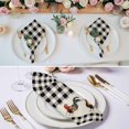 thumbnail image 2 of Black White Plaid Rooster Cloth Napkins, Vintage Farmhouse Checkered Rustic Washable and Reusable Dinner Napkins Set of 8, Table Napkin for Kitchen Party Birthday Wedding Hotel Housewarming 20"x20", 2 of 8