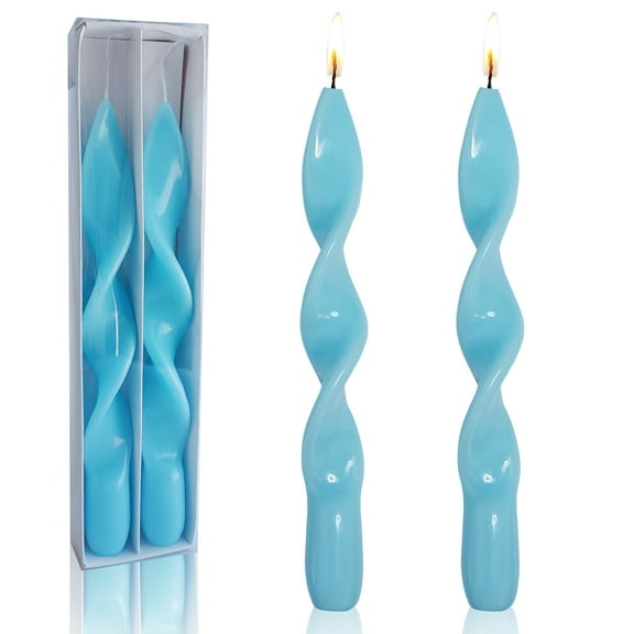FCMSHAMD 8.8 inch Spiral Taper Candles Unscented Candles Taper Dripless for Wedding Holiday Table Decorative Candles ,Pack of 2