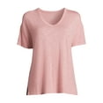 thumbnail image 5 of Time and Tru Women's Textured V-Neck T-Shirt, 2-Pack, Sizes XS-XXXL, 5 of 5