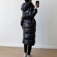 thumbnail image 4 of Chaqueta de invierno para mujer, abrigos largos de plumón brillante, informal, con cintura estrecha, chaquetas de plumón gruesas, a prueba de viento, con capucha, abrigos de nieve para mujer, 4 of 5