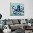 thumbnail image 4 of Acheng Beach Themed Room Decor Navy Blue Wall Art Sea Turtle Jellyfish Octopus Fish Picture Wall Decor Nursery Kids Bedroom Decorations Boho Ocean Animal Canvas Home Painting, 4 of 5