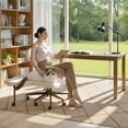 thumbnail image 4 of Pinmoco Cross Legged Office Chair, White Boucle Ergonomic Criss Cross Swivel Desk Chair, Heavy Duty Wide Seat for Meditation & ADHD, Armless, 4 of 14