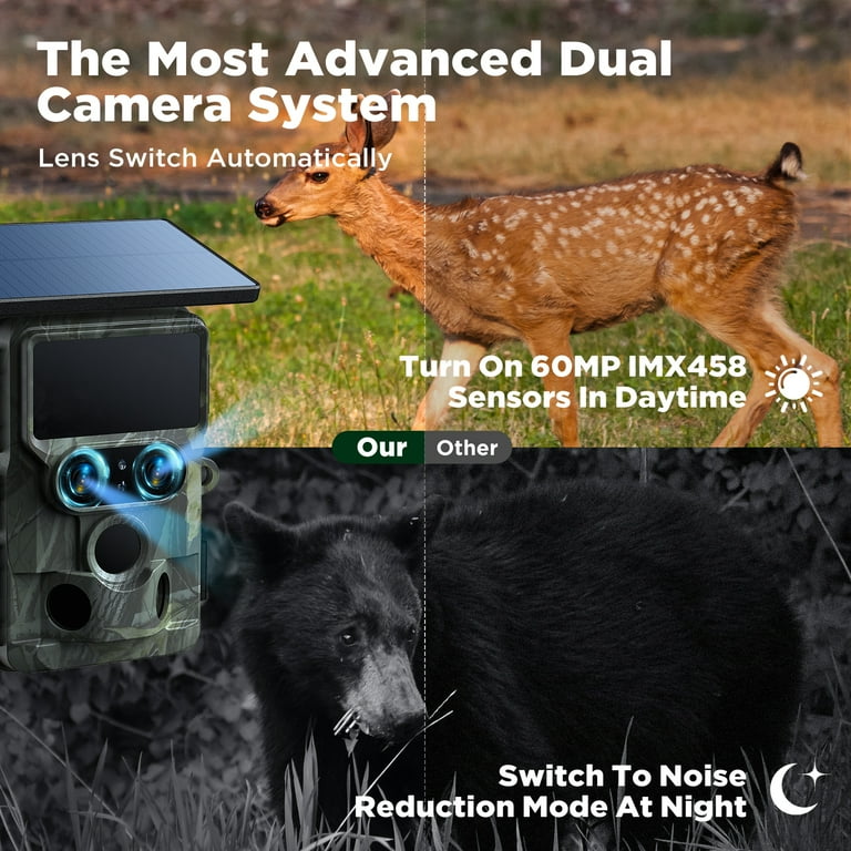 Campark 4K UHD WiFi Trail Camera, Solar Powered, 30FPS Night