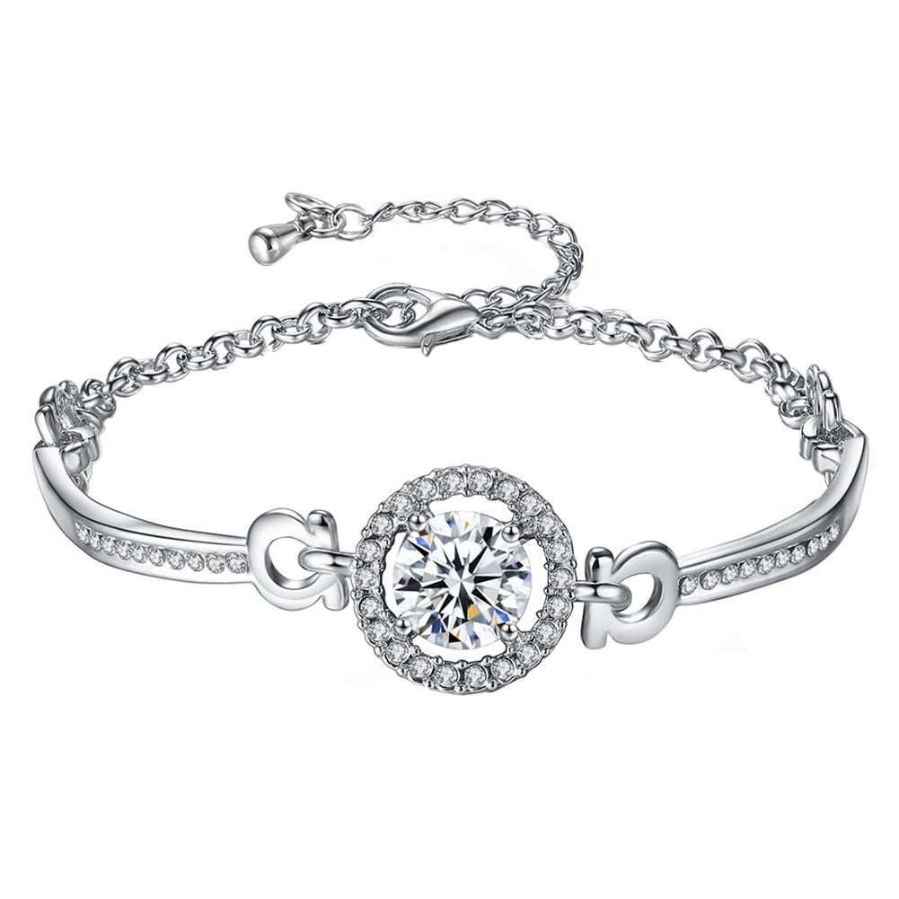 Details about   Round Cubic Zirconia Tennis Bracelet Women Jewelry Gift 14K White Gold Plated