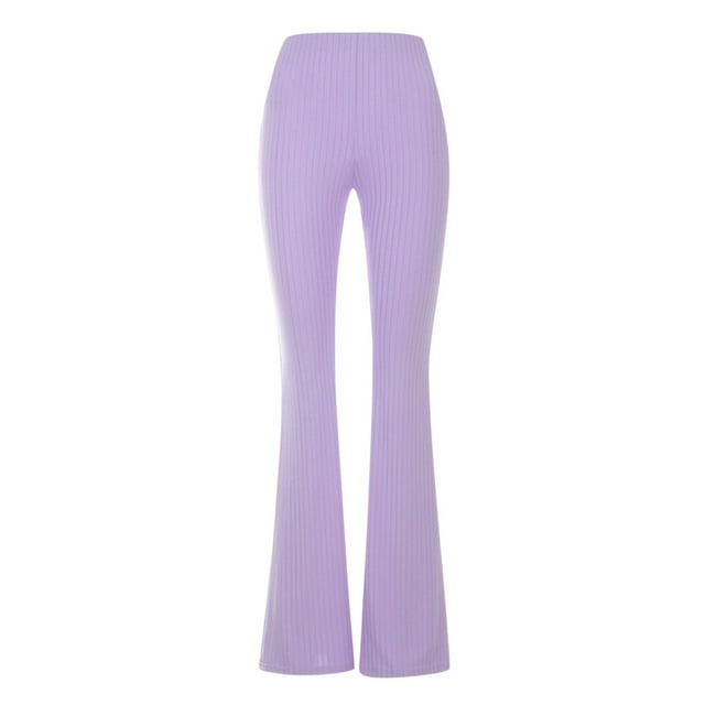 Pantalon Évasé Taille Haute Décontracté Violet Printemps pour Femmes