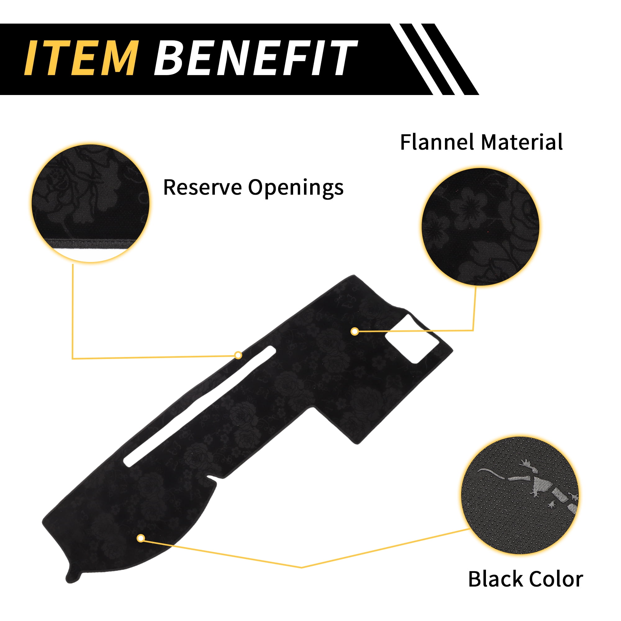 Unique Bargains Dash Cover for Toyota Tacoma 2005-2015 Dash Board Mat Non-Slip Dash Cover Mat with Pattern Pad Flannel Center Console Dashboard Cover Pad Carpet Black