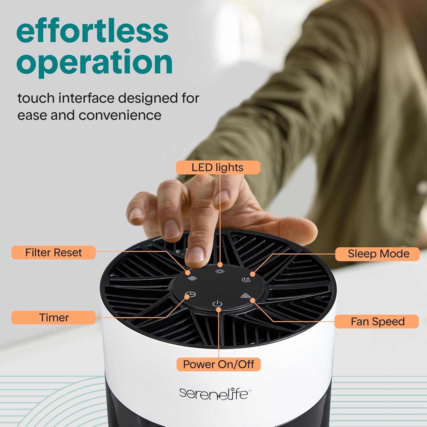 Portable Purifier for Home Allergies Pet Hair Bedrooms HEPA Filter Timer Sleep Mode White