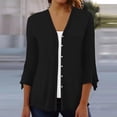 thumbnail image 2 of ZKIRBJV White Cardigan Sweater for Women 3/4 Sleeve Cardigan Sweaters for Women Lightweight Open Front Shrug Cardigan Light Solid Color Dressy Casual Cute Summer Cardigan Black S, 2 of 6