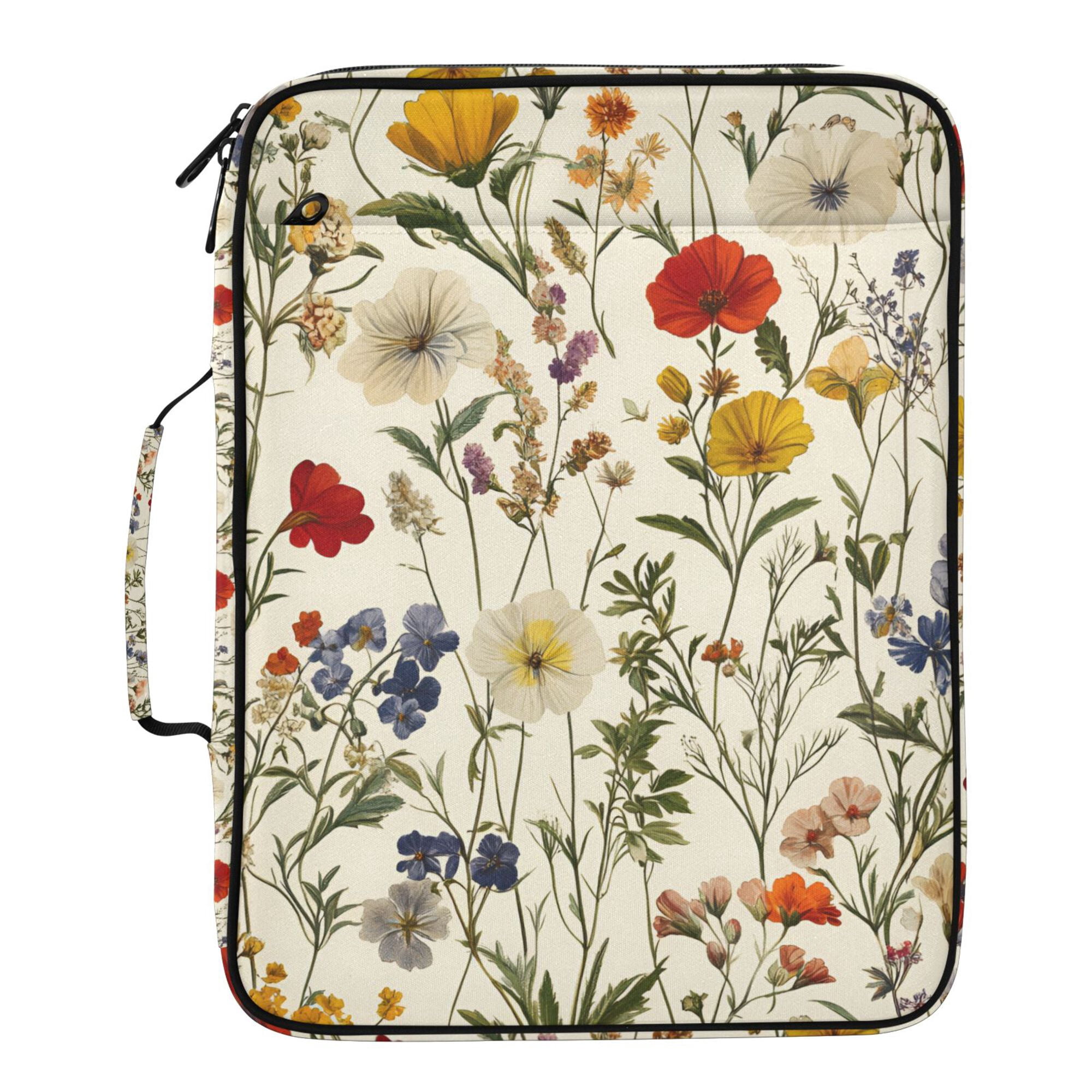 FORMRS Accordion File Folder A4 Size 7-Pocket Expanding Document Organizer Bag with 3 Ring Binder, Beige Floral