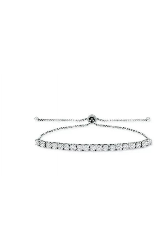 Cubic Zirconia Sterling Silver .999 Bolo Bracelet