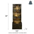thumbnail image 4 of 32.2" Tall 3-Tier Outdoor Water Fountain with LED Lights, Mossy Stone Look Cascading Resin Garden Waterfall for Patio, Yard, Porch Decor, 4 of 8