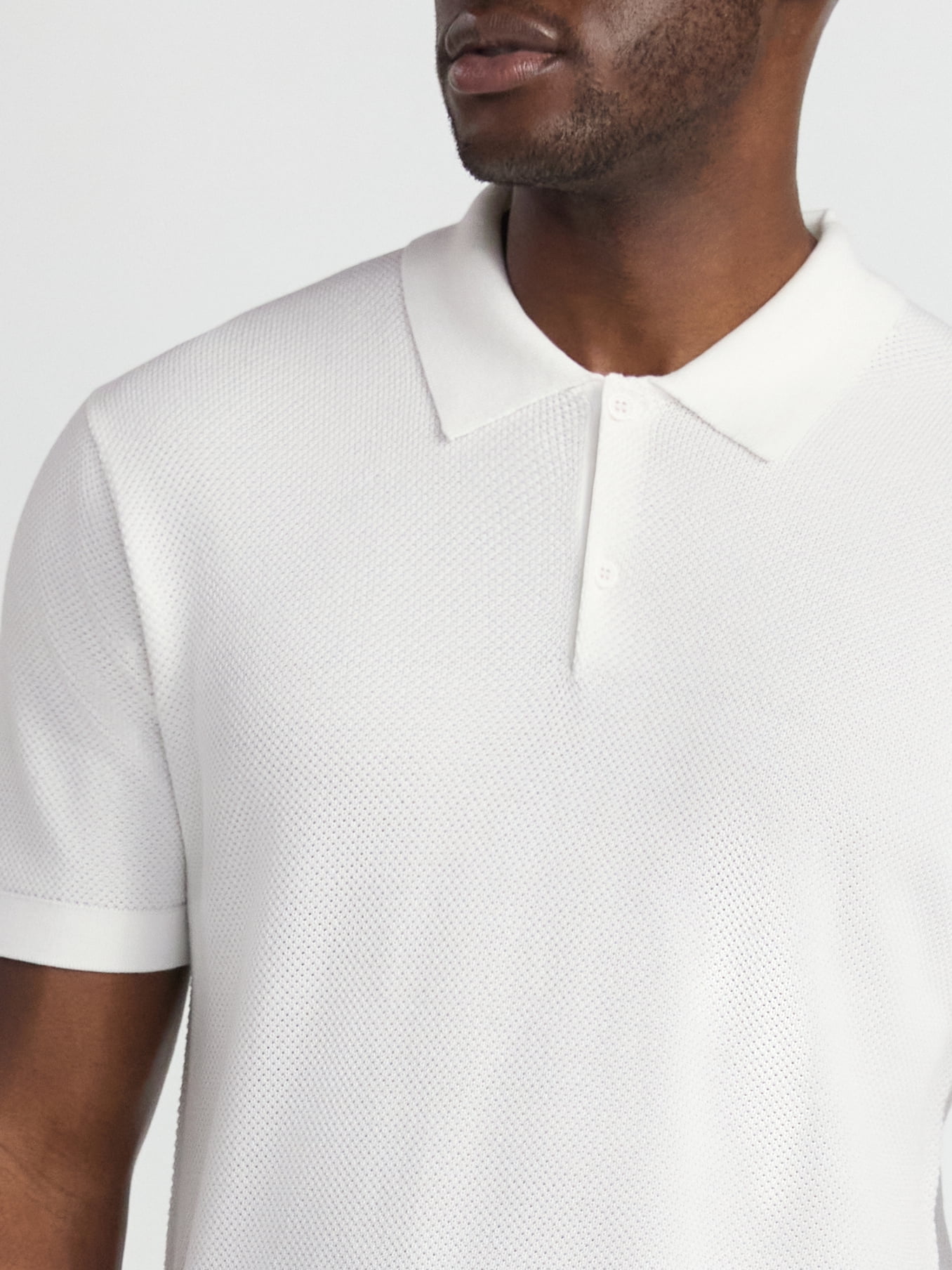 Free Assembly Men's Textured Sweater Polo with Short Sleeves, Sizes S-3XL