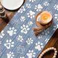 Blue Paw Print Table Runner, Classic Blue White Animal Large Paw ...