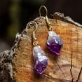 thumbnail image 7 of AYANA Raw Amethyst Deep Purple Healing Crystal Earrings for Women | Gold-Plated Copper Base Jewelry for Spiritual Awareness & Peace | Handmade, Ethically Sourced Pure Natural Natural Gemstone, 7 of 7