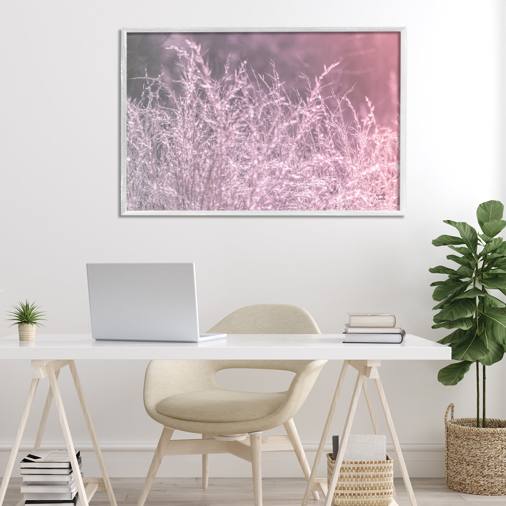 Stupell Industries Pink Morning Gentle Meadow White Framed Giclee Art, design by Nathan Larson